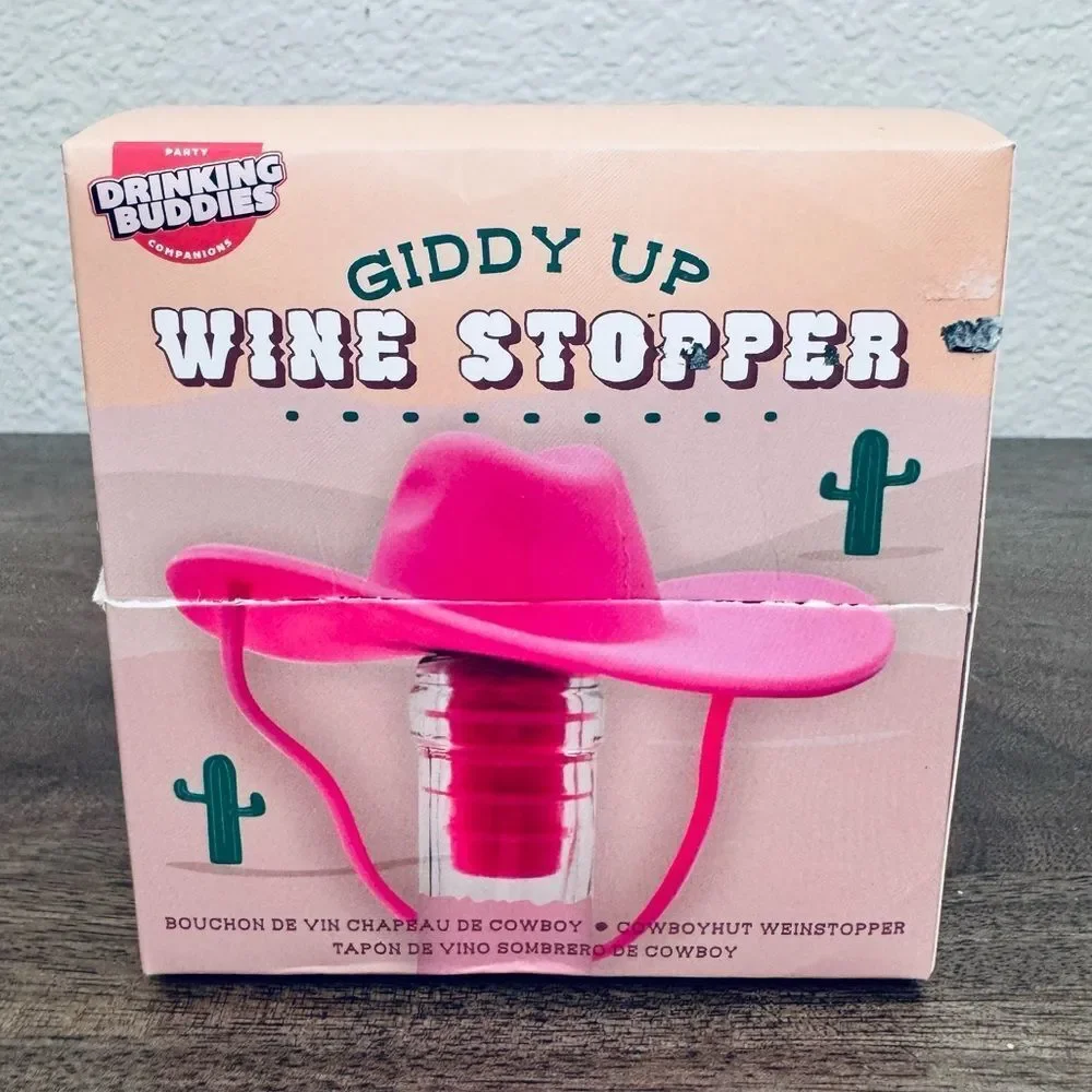 Giddy Up Hot Pink Cowboy Cowgirl Hat Wine Stopper